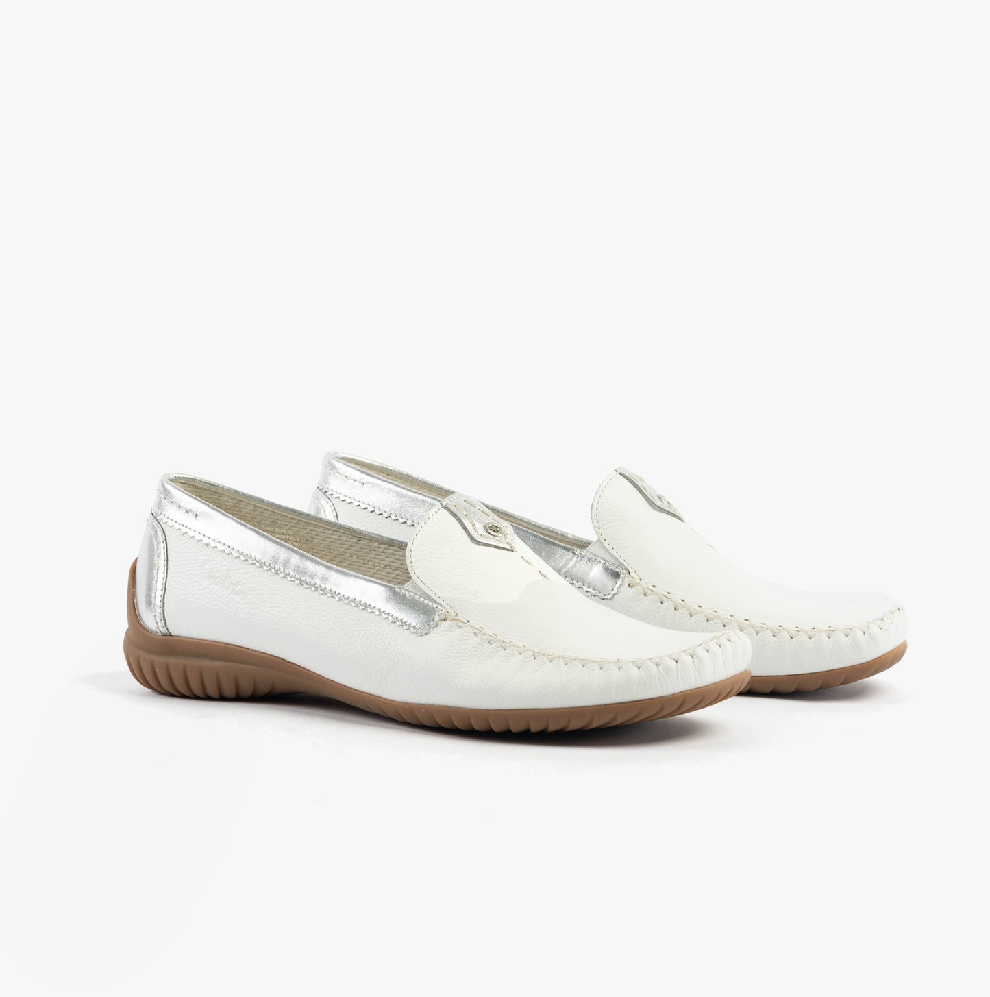 CALIFORNIA Womens Moccassins White/Silver