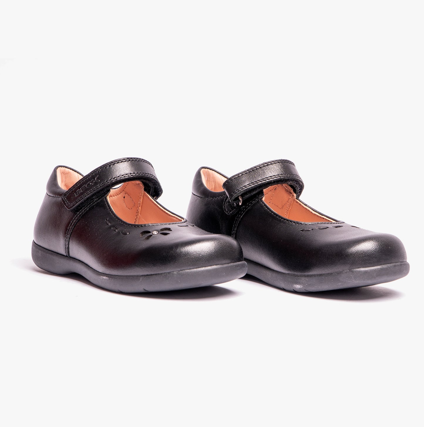 NAIMARA G A Girls Leather Touch Fasten School Shoes Black