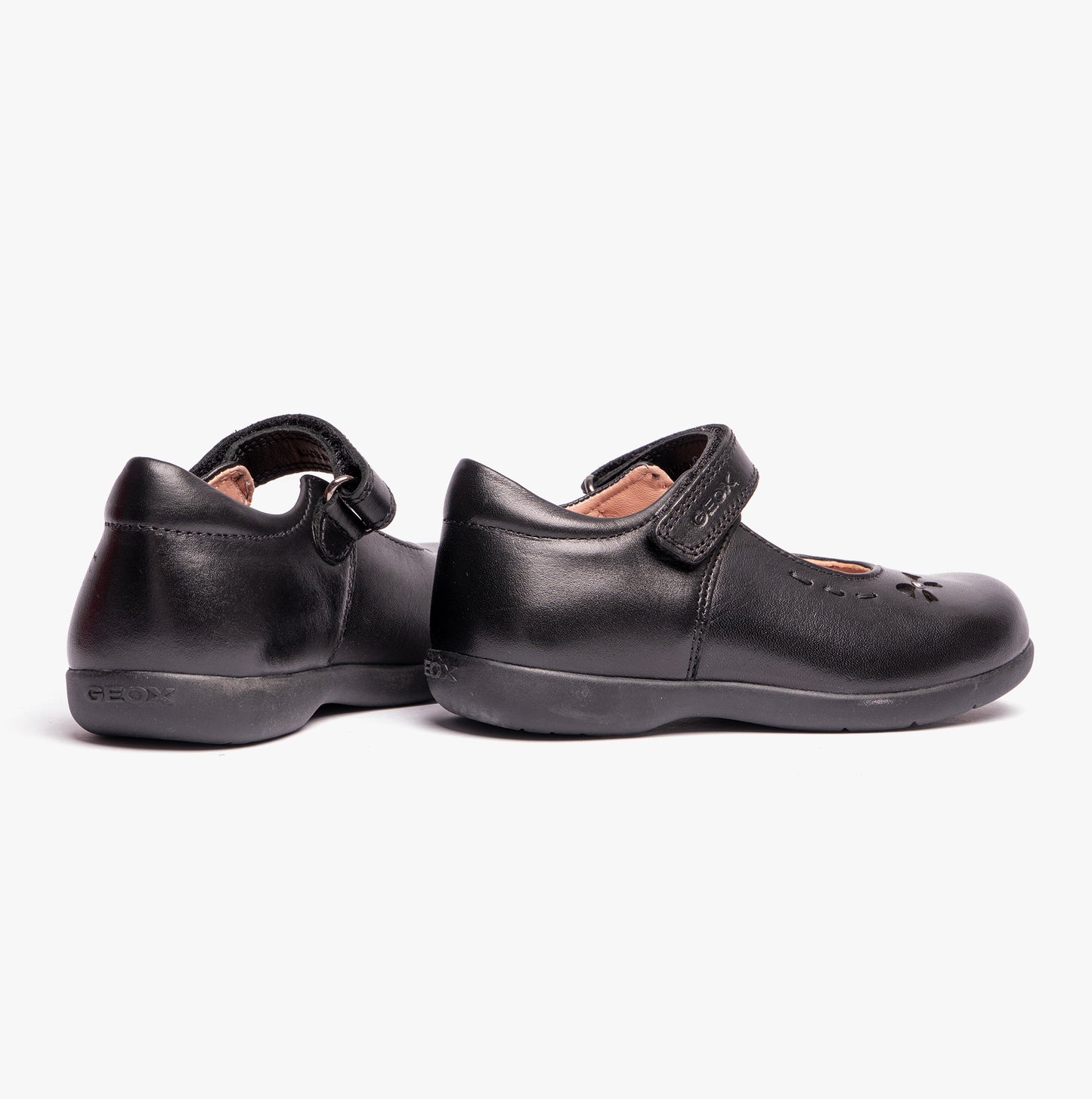 NAIMARA G A Girls Leather Touch Fasten School Shoes Black