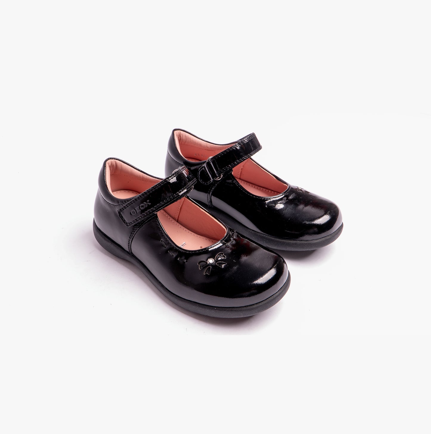 NAIMARA G A Girls Leather Touch Fasten School Shoes Patent Black