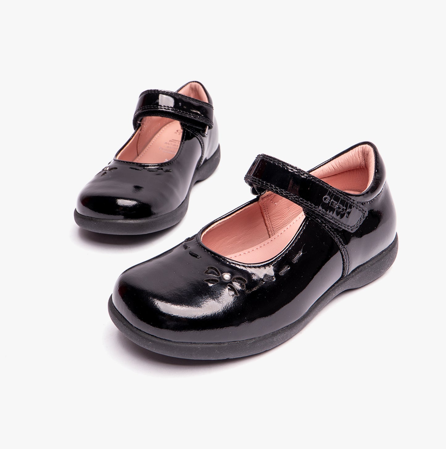 NAIMARA G A Girls Leather Touch Fasten School Shoes Patent Black
