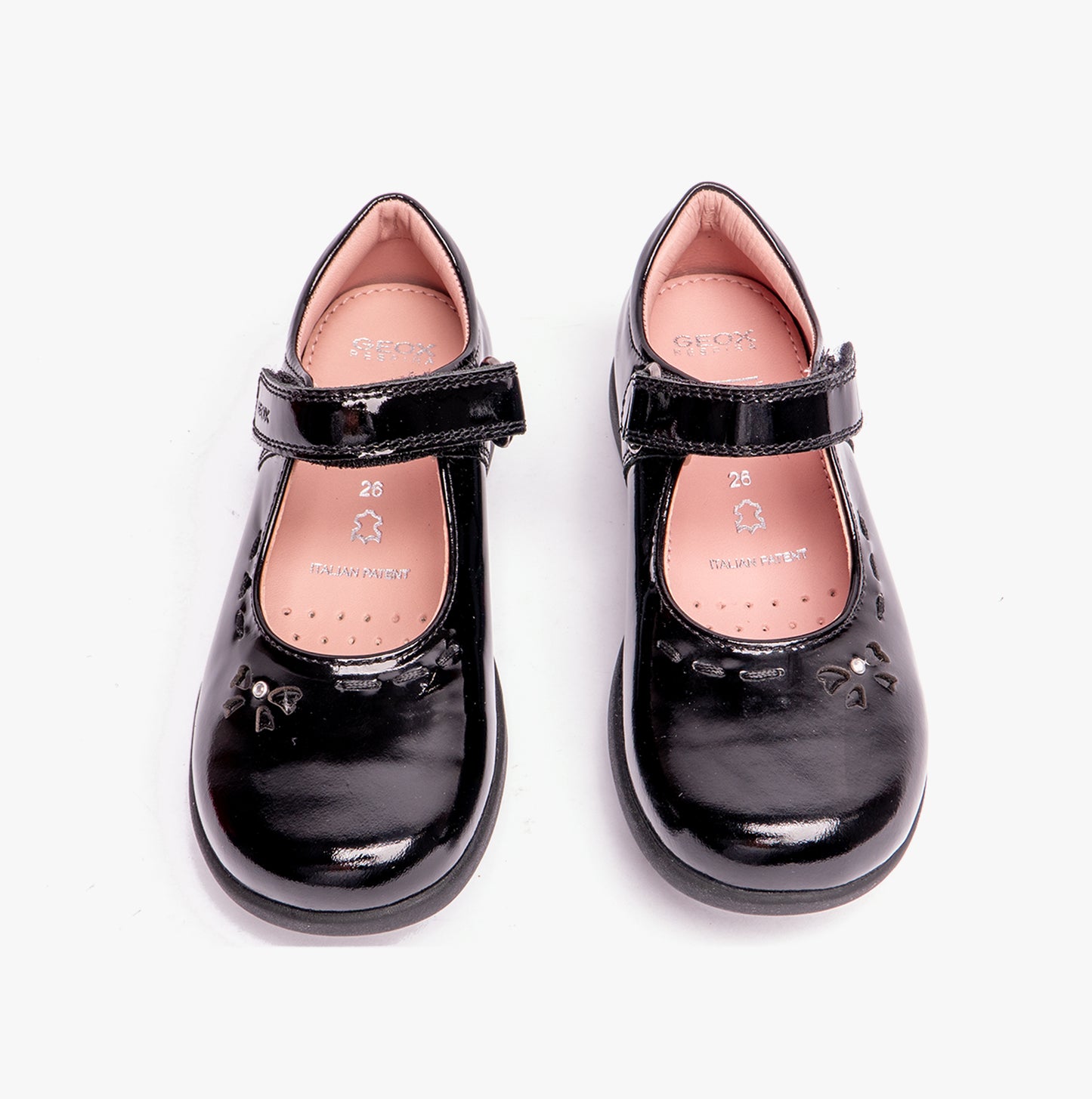 NAIMARA G A Girls Leather Touch Fasten School Shoes Patent Black