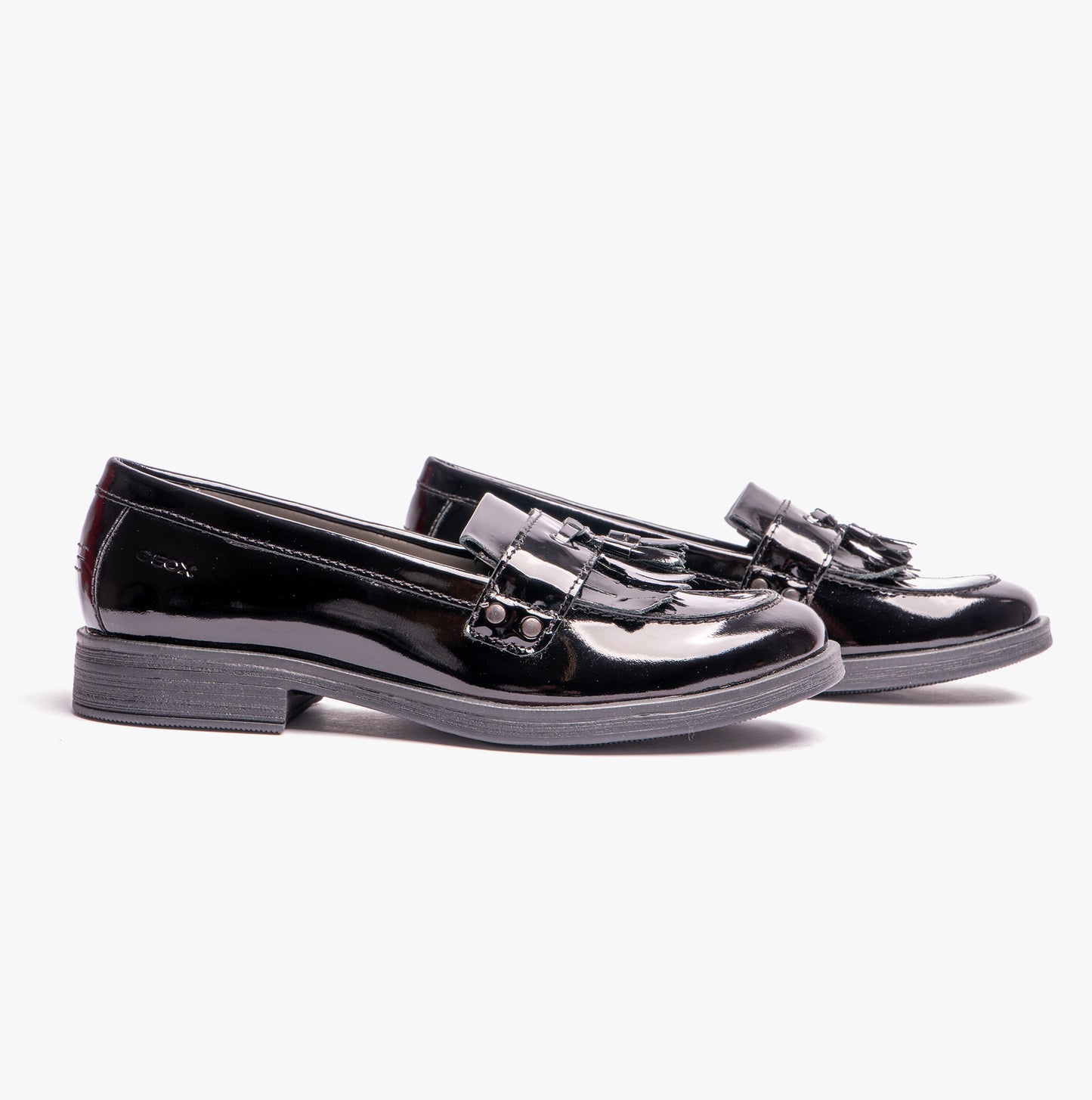JR AGATA Girls Moccasin Tassel School Shoes Patent Black