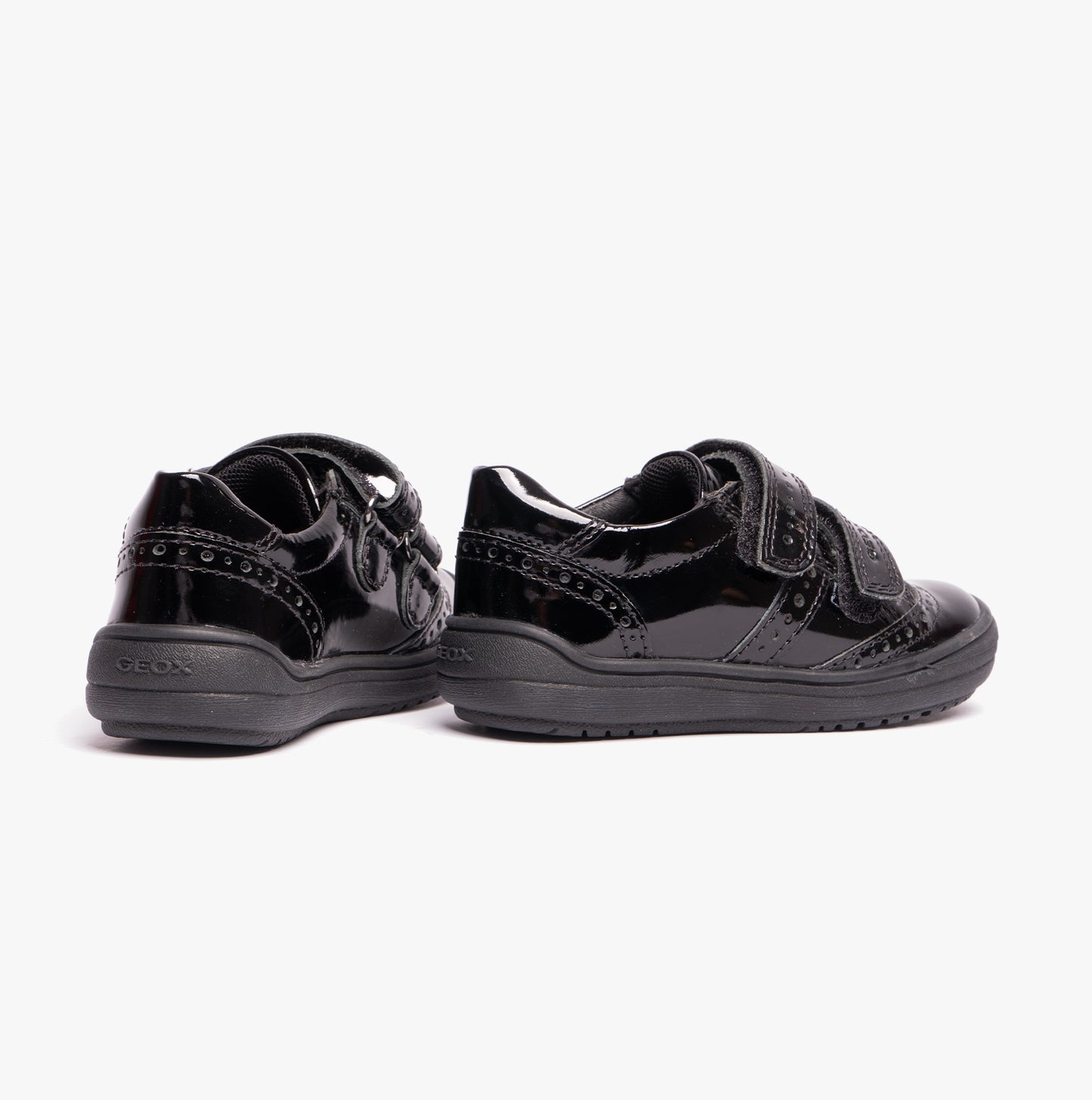 HADRIEL G G Girls Leather Touch Fasten School Shoes Patent Black