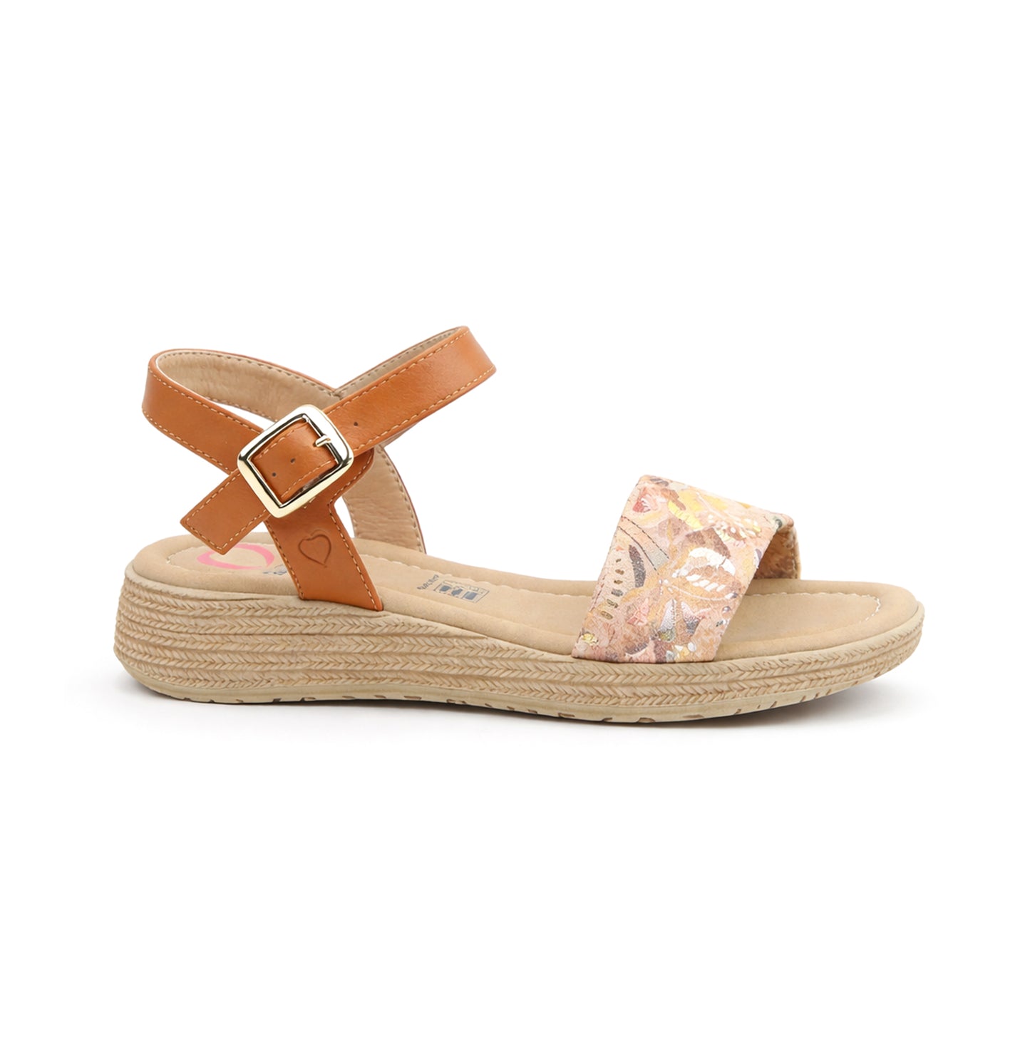 Heavenly Feet SARA Womens Platform  Sandals Tan/Gold Multi