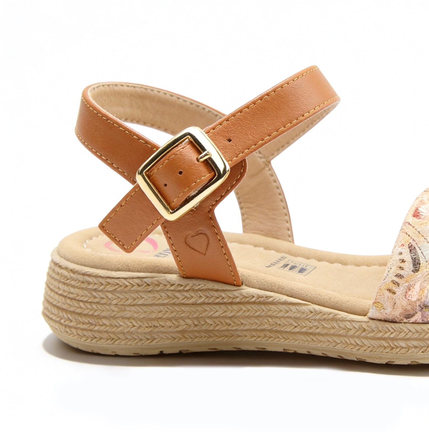 Heavenly Feet SARA Womens Platform  Sandals Tan/Gold Multi