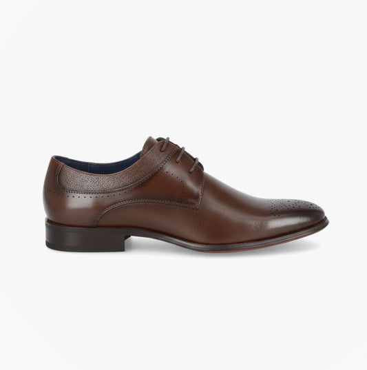 Goor M298DB Mens 3 Eye Brogue Shoes Dark Brown