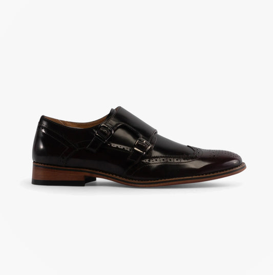 Goor JOSEPH Mens Mens Brogue Monk Shoes Oxblood