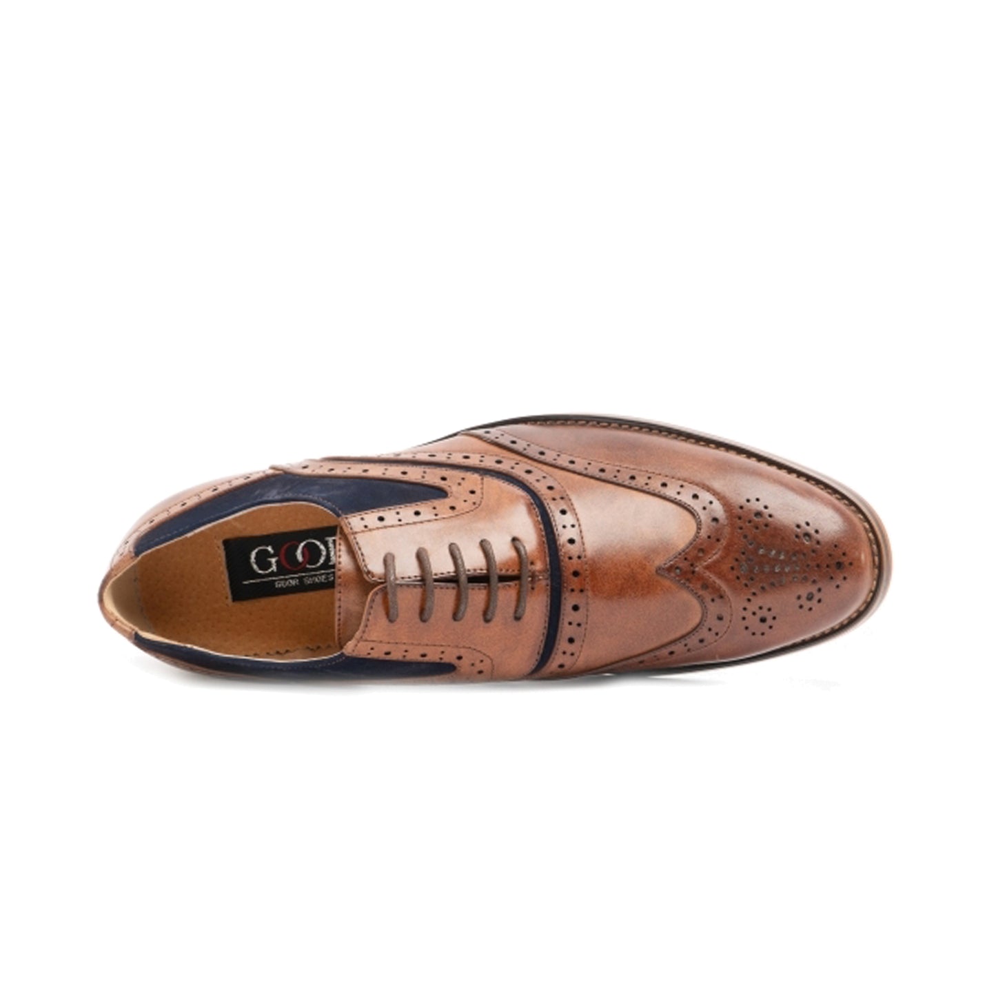 Goor GRANT Mens Two Tone Brogues Dark Tan/Navy