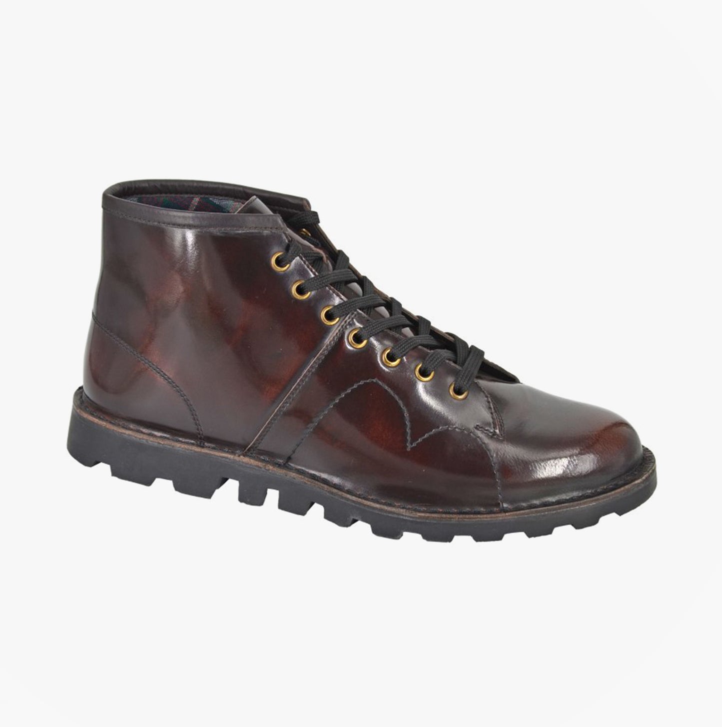 Grafters Mens Leather Monkey Boots Brush-Off Bordeaux