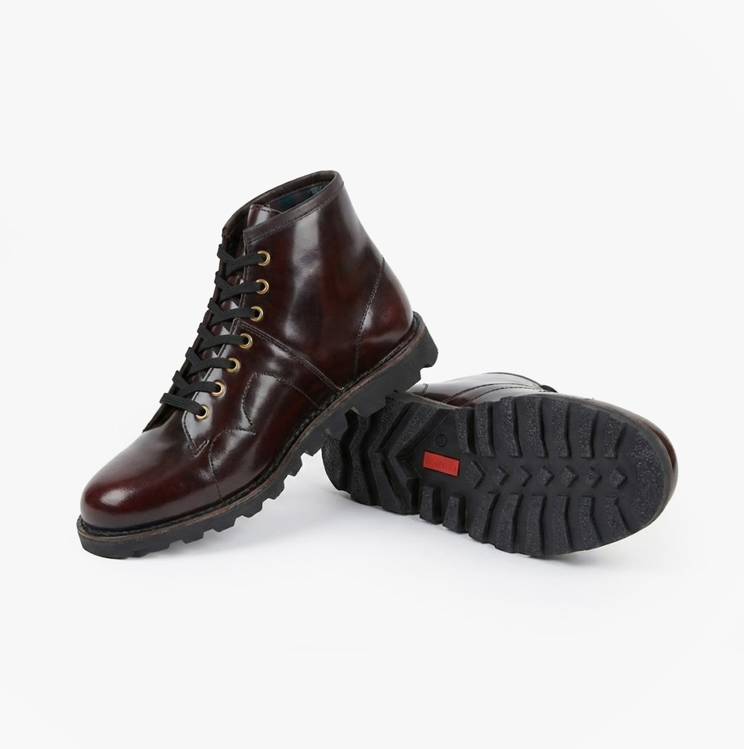 Grafters Mens Leather Monkey Boots Brush-Off Bordeaux