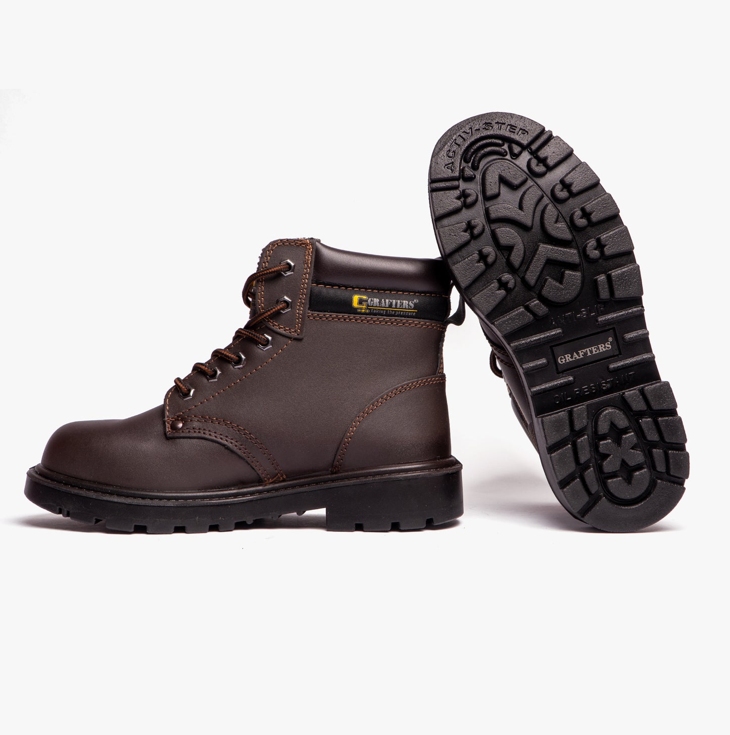 Grafters APPRENTICE Unisex Leather Safety Boots Brown