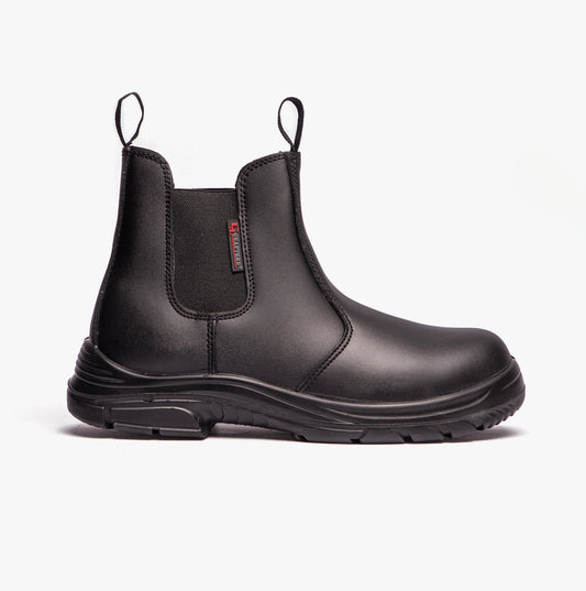 Grafters M9502A Mens Leather Super Wide Dealer Safety Boots Black