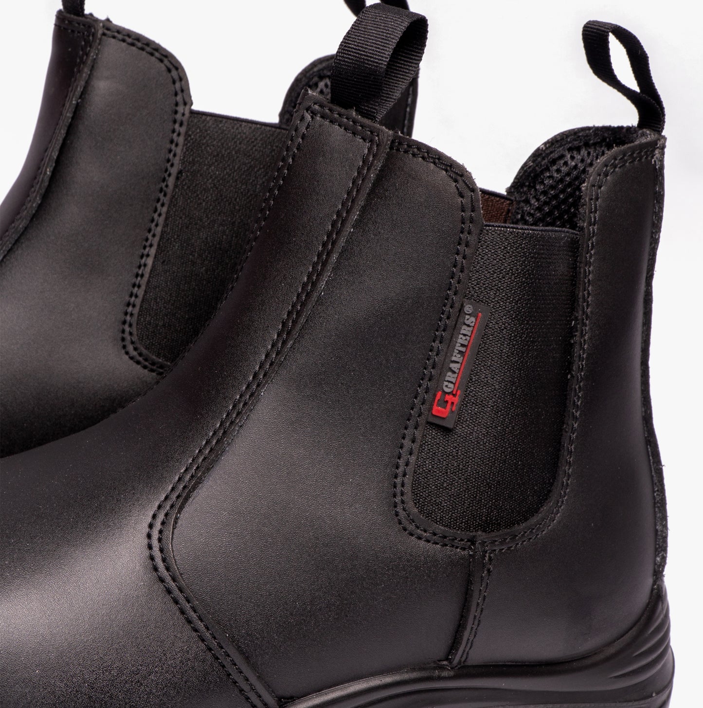 Grafters M9502A Mens Leather Super Wide Dealer Safety Boots Black