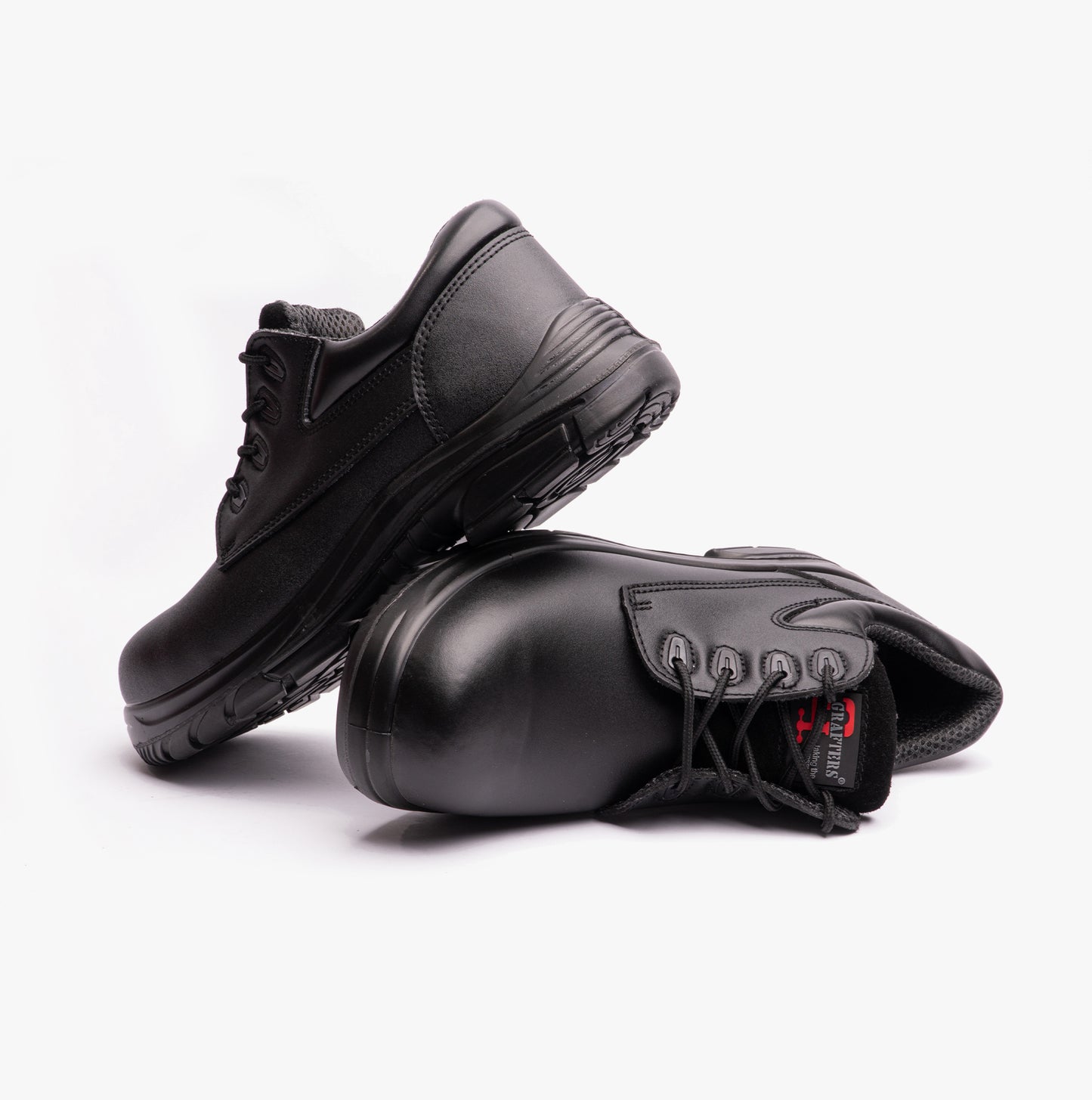 Grafters M9504A Mens Leather Super Wide Safety Shoes Black
