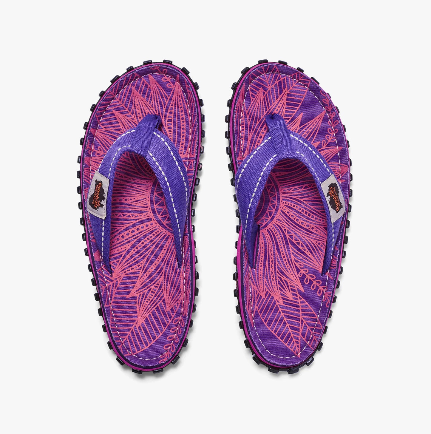 Gumbies ISLANDER Womens Recycled Flip-Flops Purple Sunflower