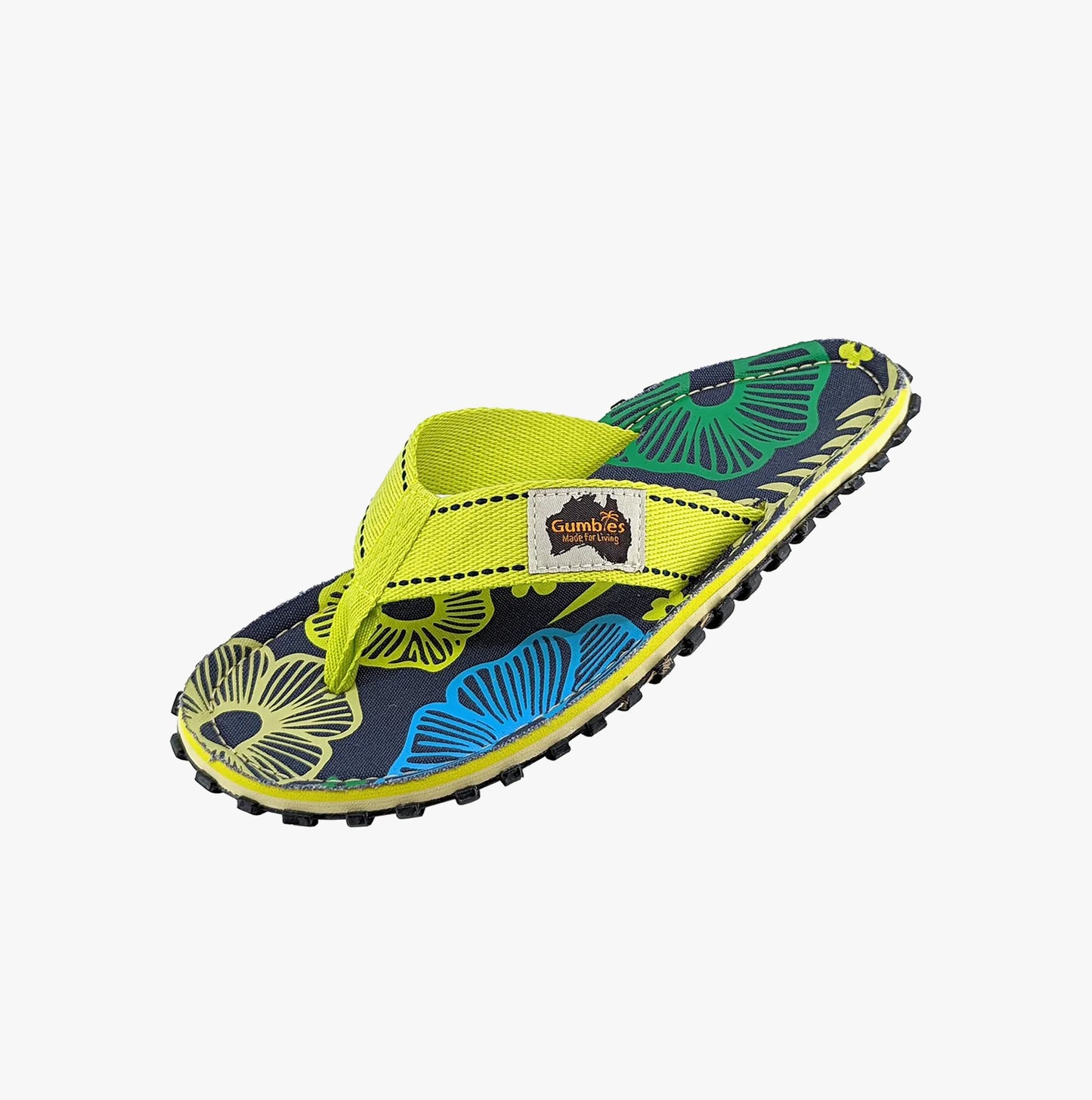 Gumbies ISLANDER Womens Recycled Flip-Flops Pistachio Flowers