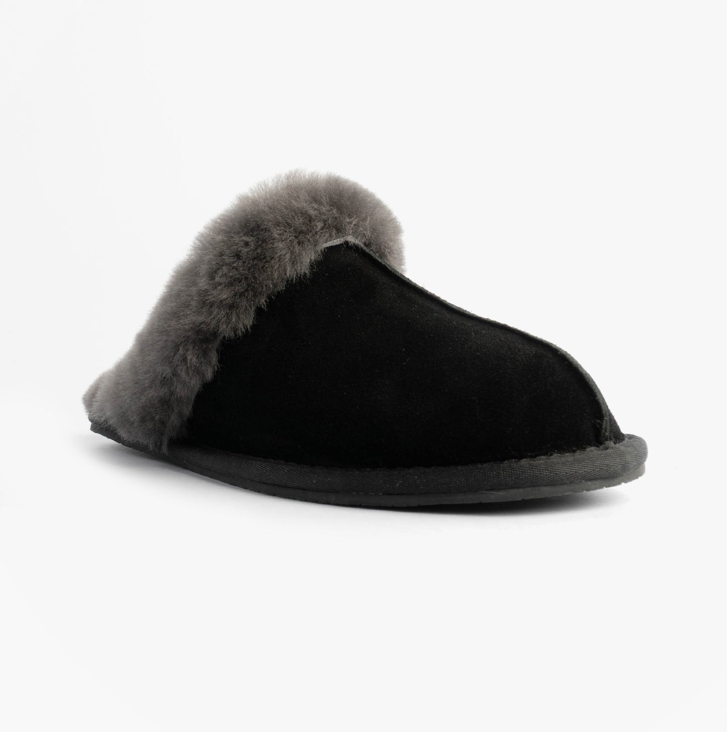 HOS Sheepskin AYLA Womens Real Sheepskin Mule Slippers Black