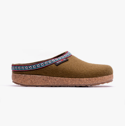 Haflinger FRANZL Womens Wool Clogs Olive Green