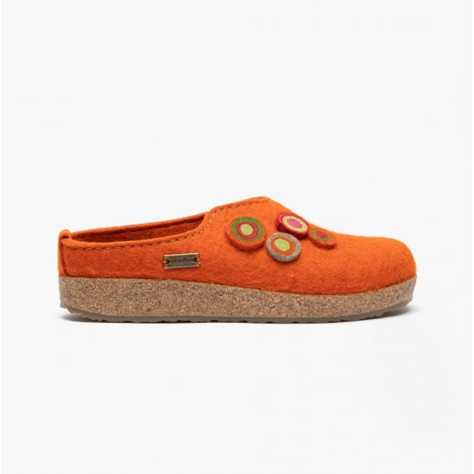 Haflinger KANON Womens Felt Wide Fit Mule Slippers Rust