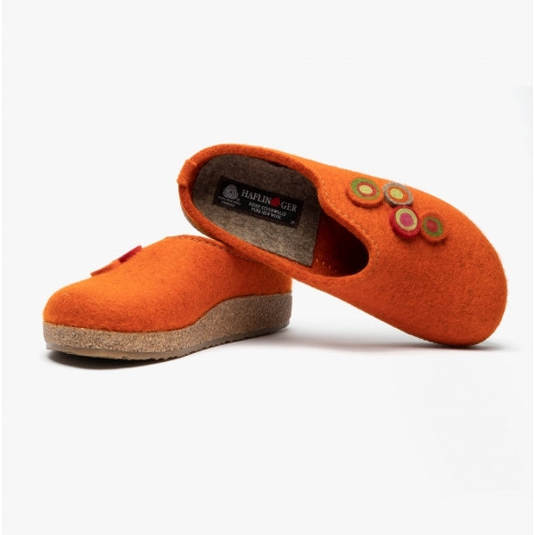 Haflinger KANON Womens Felt Wide Fit Mule Slippers Rust
