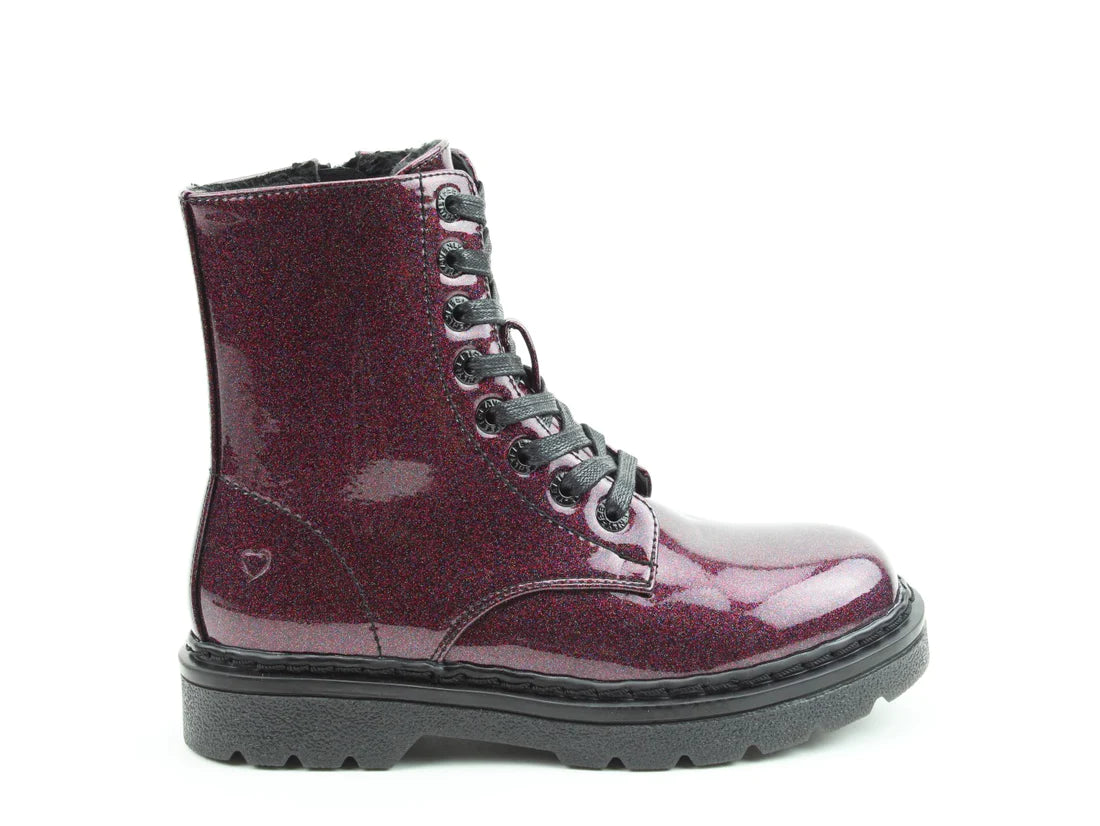 Heavenly Feet JUSTINA2 GLITTER Womens Combat Boots Purple Glitter