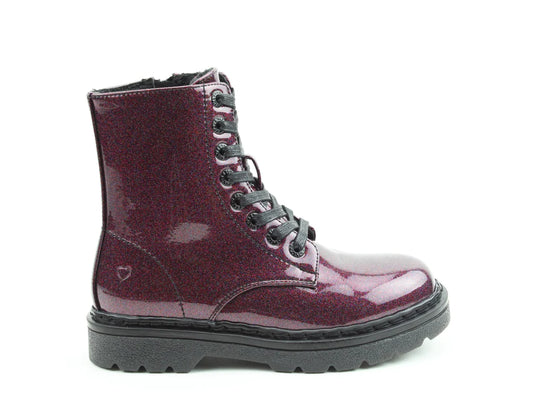 Heavenly Feet JUSTINA2 GLITTER Womens Combat Boots Purple Glitter
