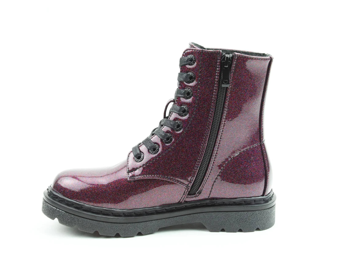Heavenly Feet JUSTINA2 GLITTER Womens Combat Boots Purple Glitter