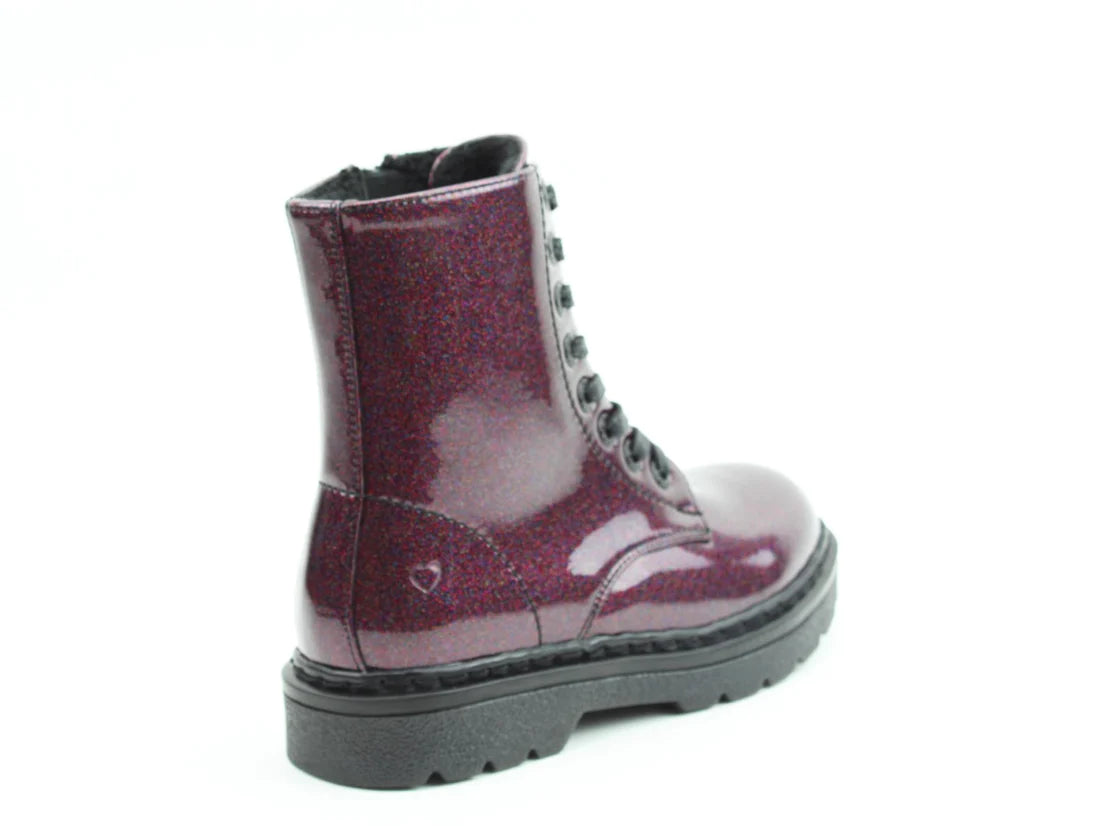 Heavenly Feet JUSTINA2 GLITTER Womens Combat Boots Purple Glitter