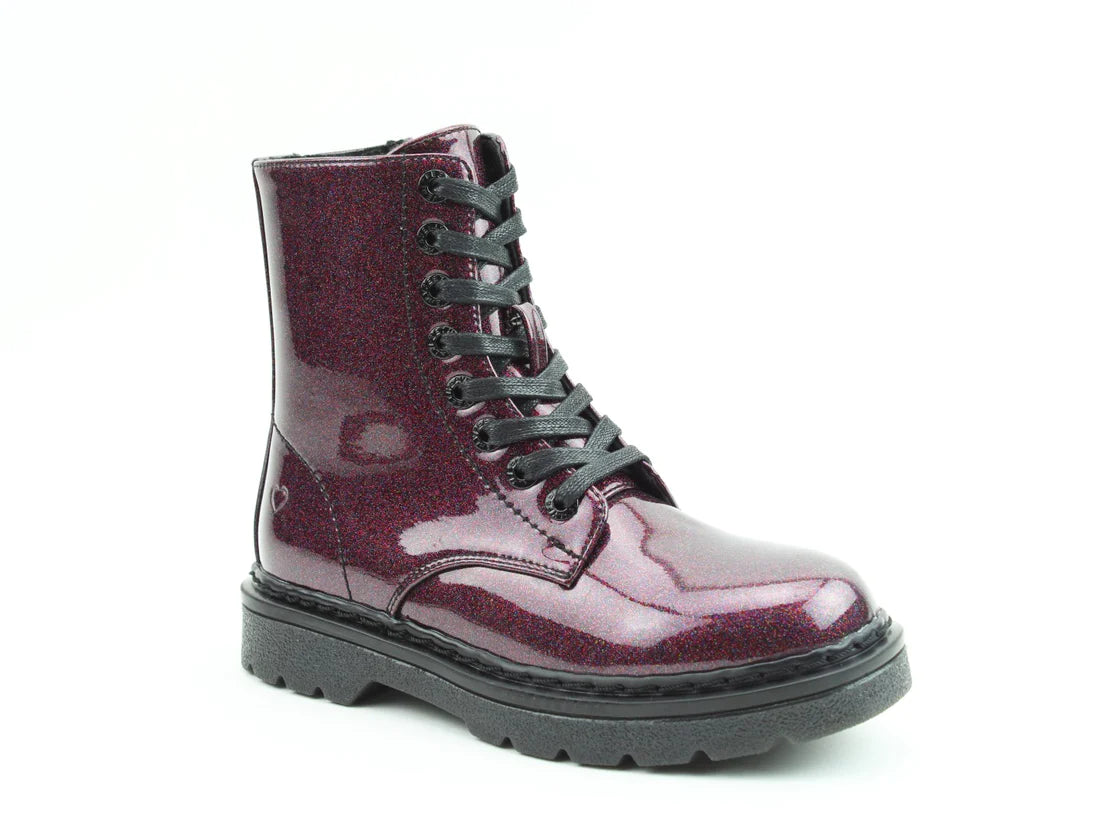 Heavenly Feet JUSTINA2 GLITTER Womens Combat Boots Purple Glitter