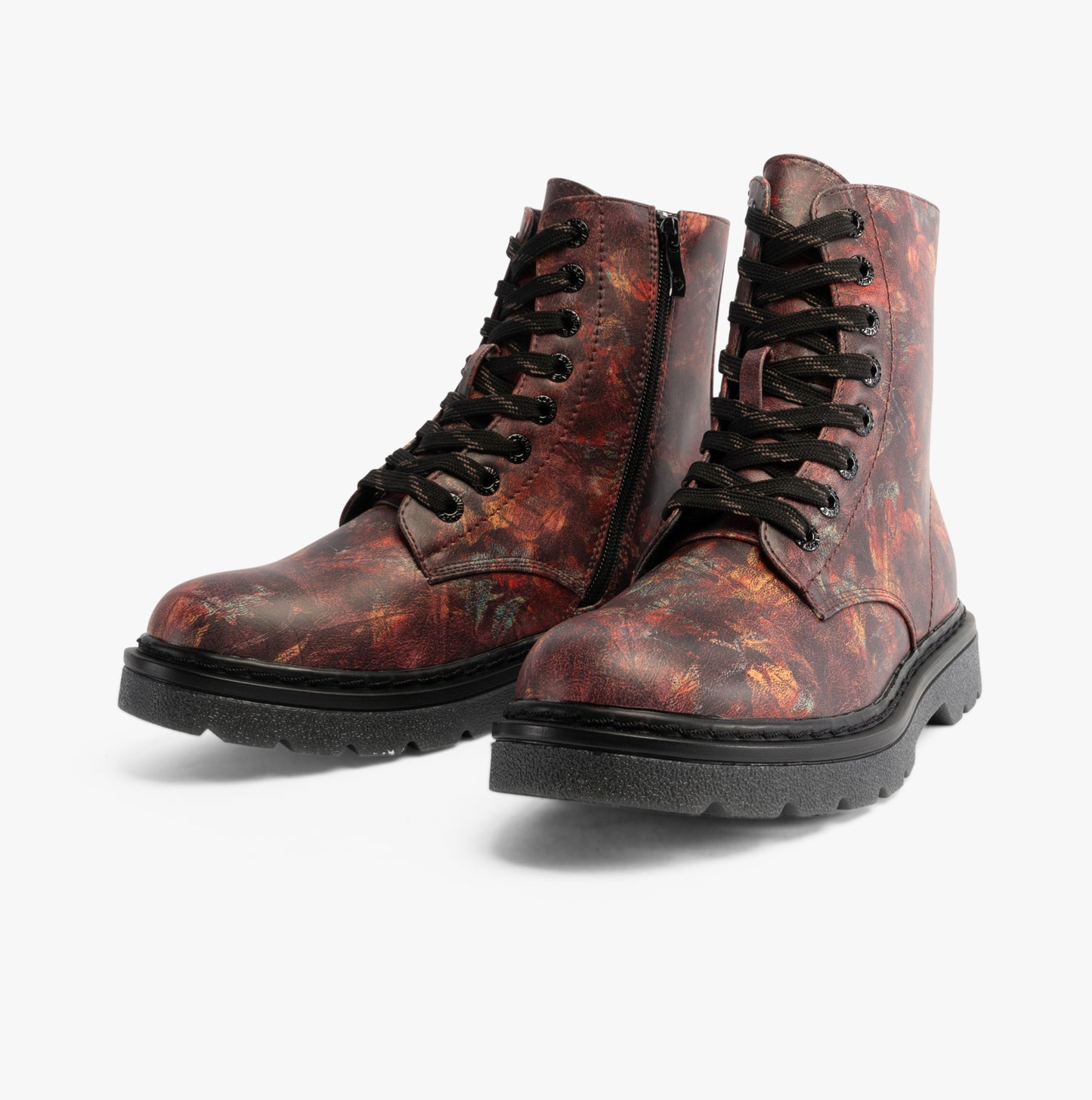 Heavenly Feet JUSTINA2 WOODLAND PRINT Womens Lace Up Boots Bark