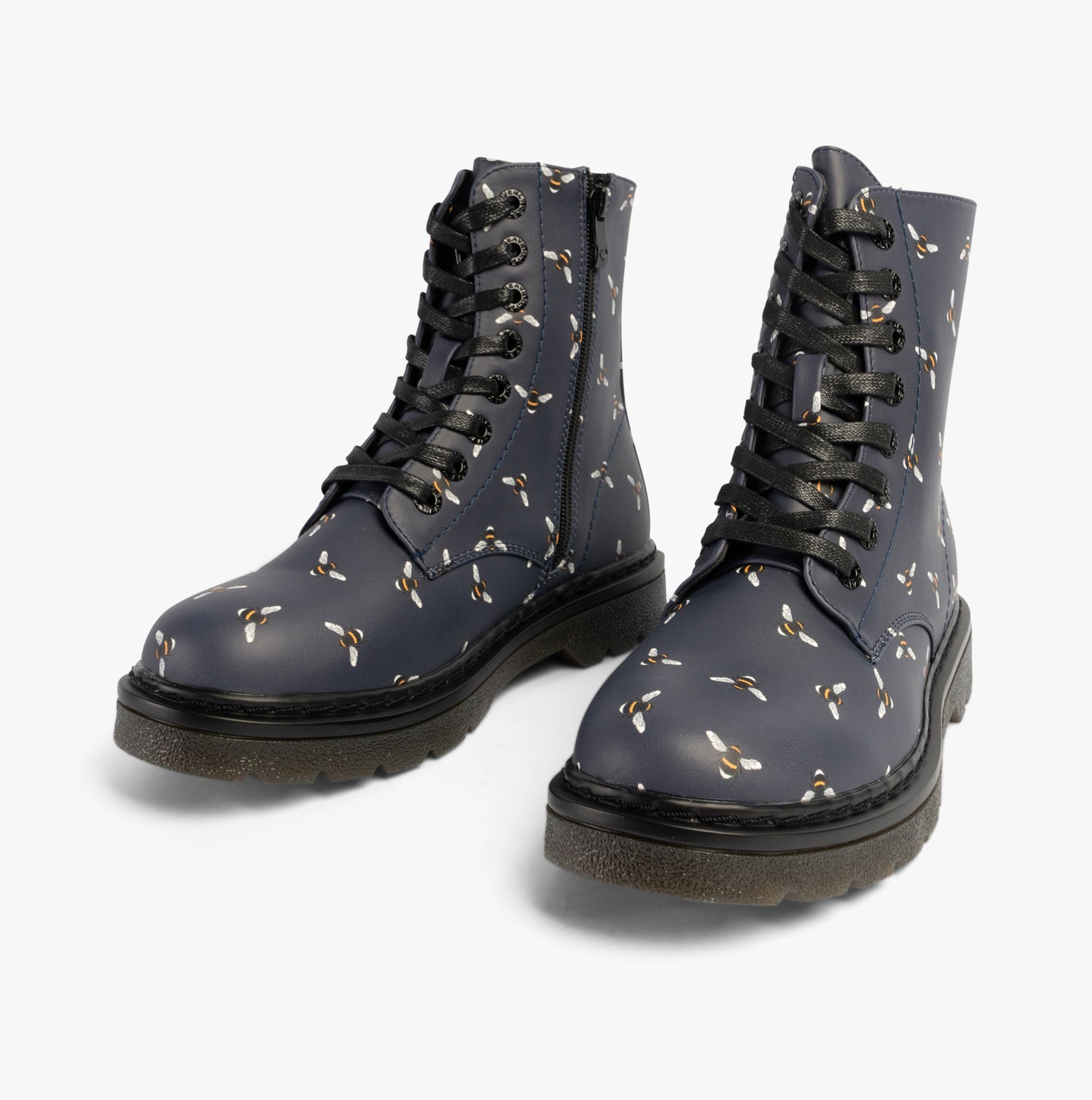 Heavenly Feet JUSTINA2 NEW BEE PRINT Womens Lace Up Boots Midnight