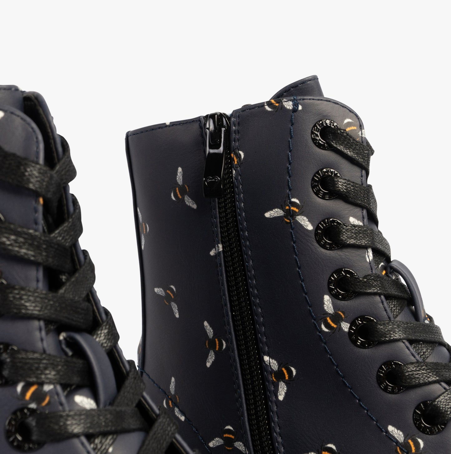 Heavenly Feet JUSTINA2 NEW BEE PRINT Womens Lace Up Boots Midnight