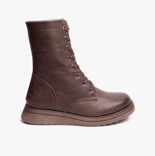 Heavenly Feet MARTINA4 Womens Combat Boots Chocolate