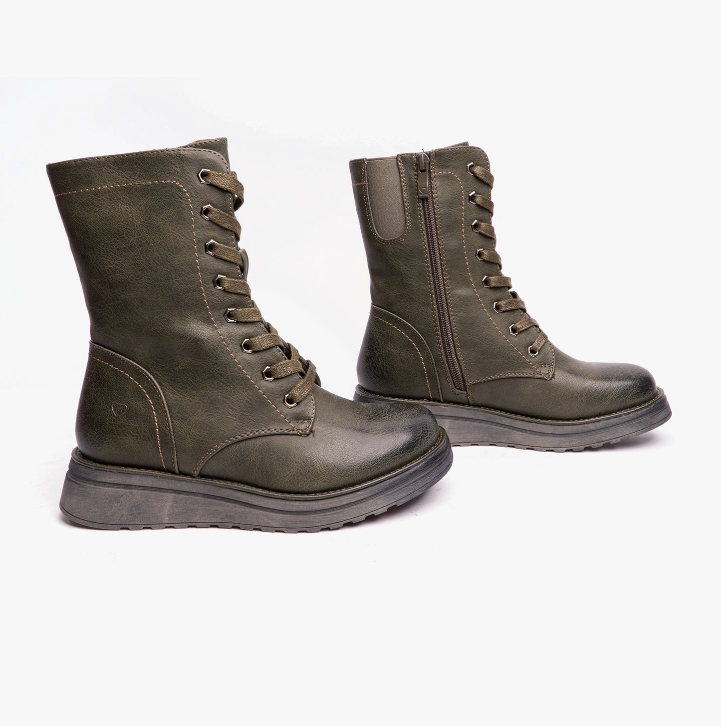 Heavenly Feet MARTINA4 Womens Combat Boots Khaki