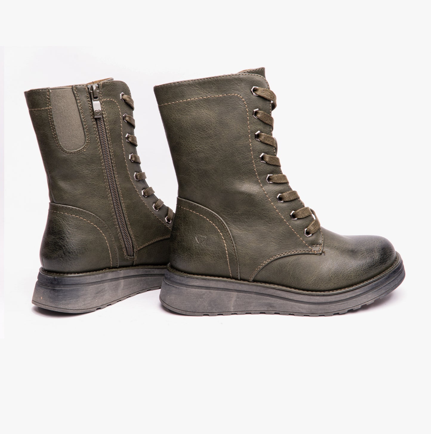 Heavenly Feet MARTINA4 Womens Combat Boots Khaki