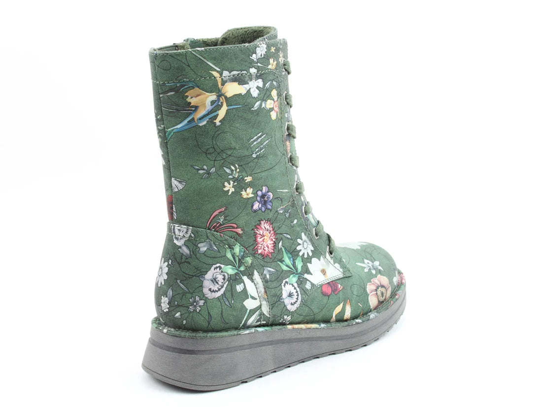 Heavenly Feet MARTINA4 PRINT FANTASY Womens Combat Boots Forest