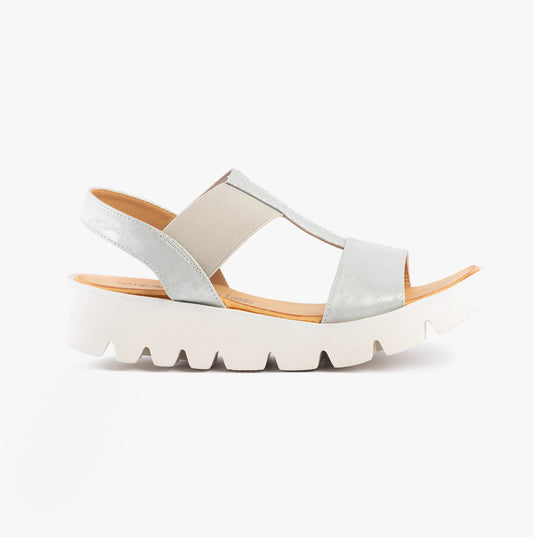 Heavenly Feet RITZ SHIMMER Womens Sandals Silver Shimmer
