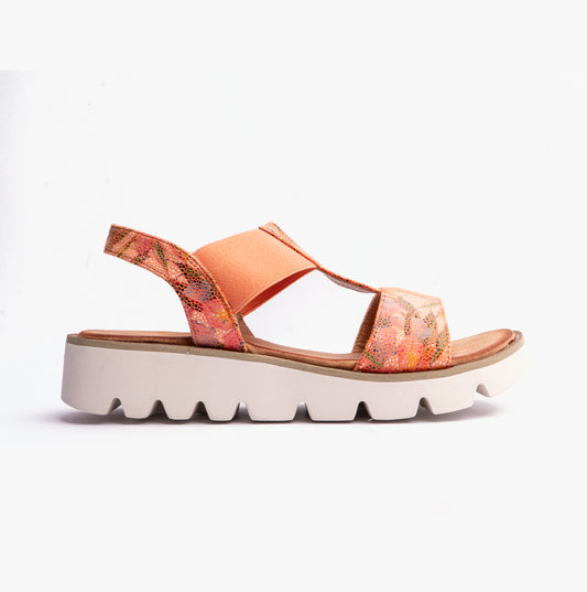 Heavenly Feet RITZ Womens Platforms Floral Orange