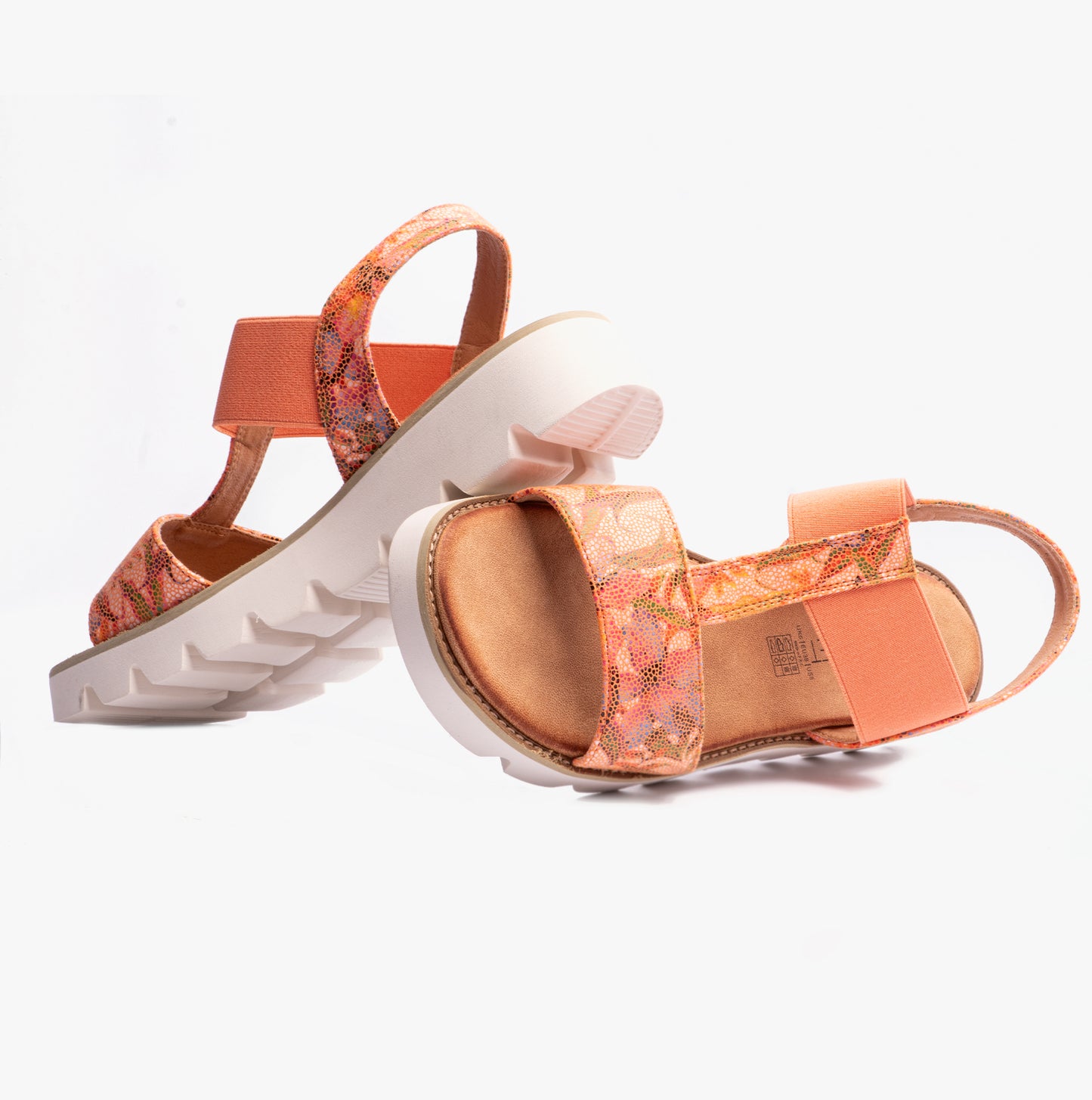 Heavenly Feet RITZ Womens Platforms Floral Orange