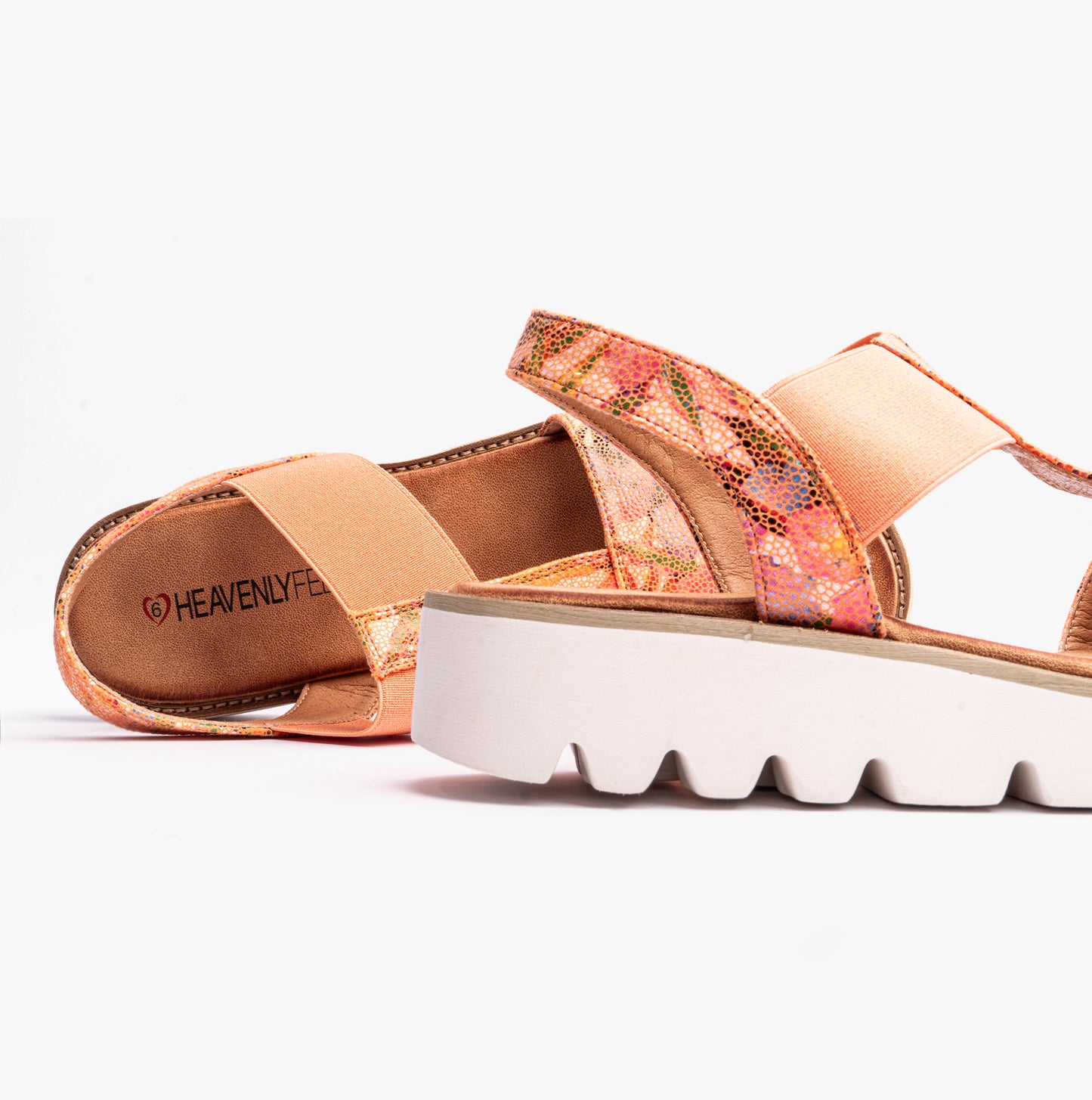 Heavenly Feet RITZ Womens Platforms Floral Orange