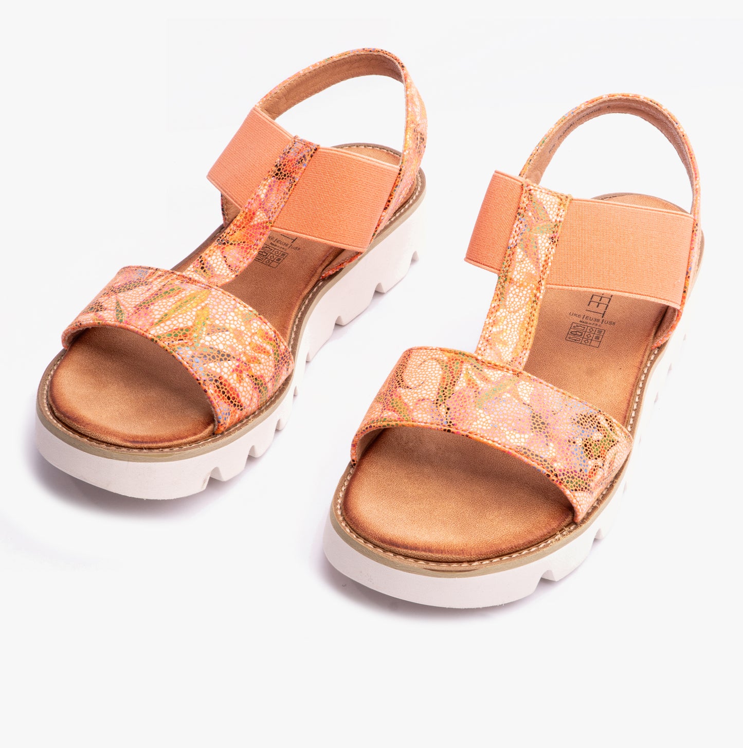 Heavenly Feet RITZ Womens Platforms Floral Orange