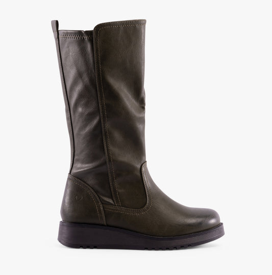 Heavenly Feet LUNA Womens Tall Boots Khaki