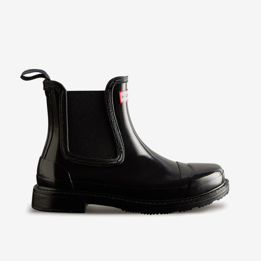 Hunter CHELSEA COMMANDO Womens Wellies Black Gloss