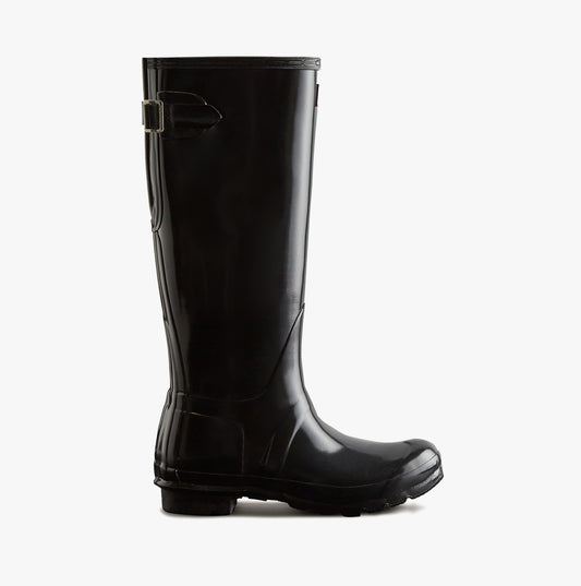 Hunter ORIGINAL TALL BACK ADJUSTABLE Womens Wellies Black Gloss