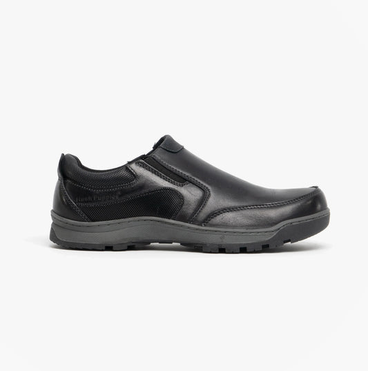 Hush Puppies JASPER Mens Leather Slip On Shoes Black