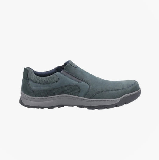 Hush Puppies JASPER Mens Leather Slip On Shoes Navy