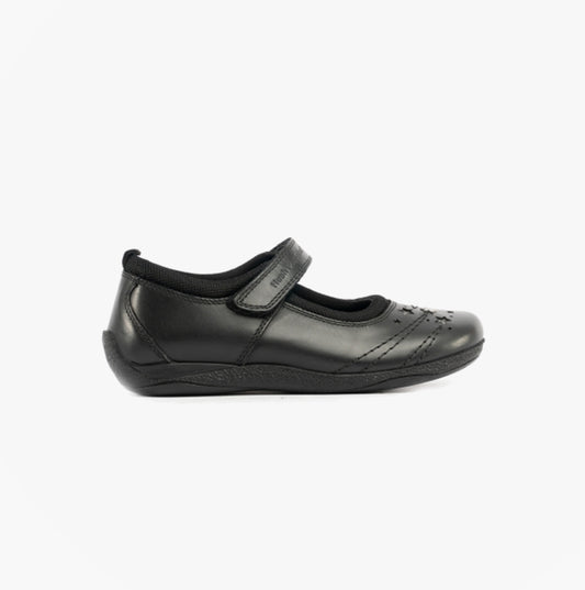 Hush Puppies AMBER JUNIOR Girls Leather School Shoes Black