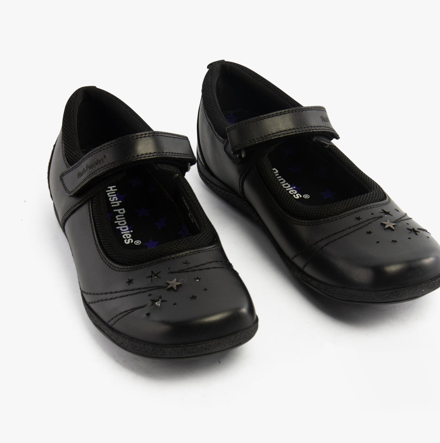 Hush Puppies AMBER JUNIOR Girls Leather School Shoes Black