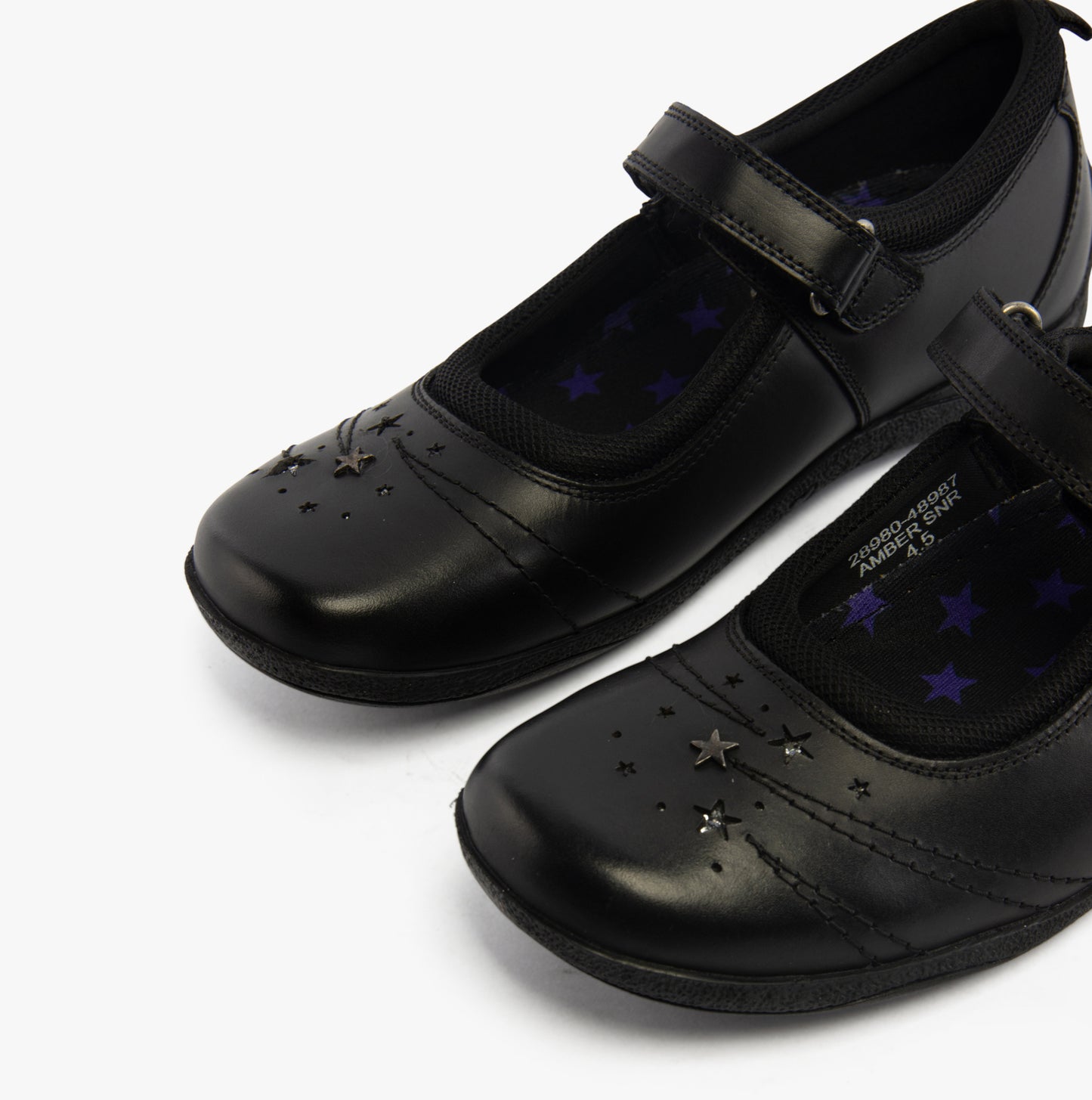 Hush Puppies AMBER JUNIOR Girls Leather School Shoes Black